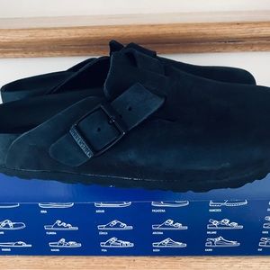 NWT BIRKENSTOCK Boston leather triple black ***Rare****size 7-7.5